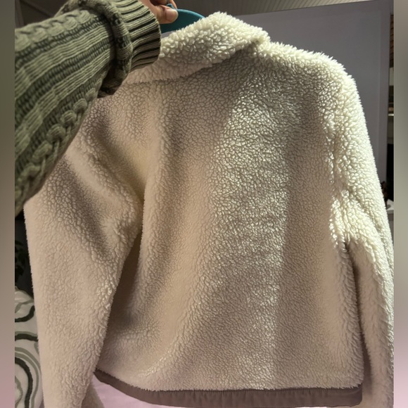 Madewell Portland Sherpa Jacket Teddy Coat Cream Bomber Snap Front Size Medium - Picture 3 of 5